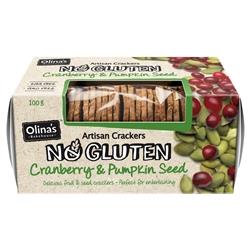 Olina's No Gluten Crackers Cranberry & Pumpkin 100g - 12 packs